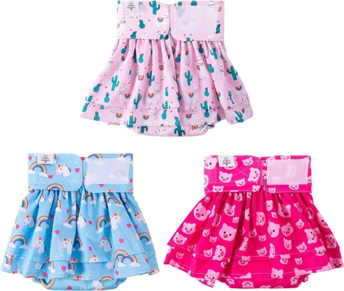 Miniatura 27 de CuteBone Pañales para perras con faldas, paquete de 3 vestidos reutilizables para cachorros, pantalones para el período de ciclo de calor QBD11M