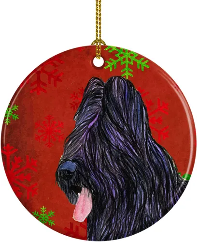 Miniatura 81 de Caroline's Treasures Bulldog English - Copos de nieve rojos y verdes, adorno de cerámica de Navidad, decoración colgante para el hogar, Navidad