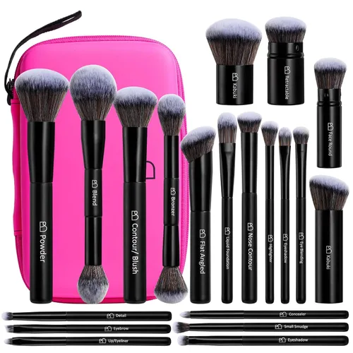 Miniatura 11 de Juego de brochas de maquillaje profesional BS-MALL con estuche de viaje, 20 brochas de maquillaje sintéticas para base, conce aler, rubor, polvo