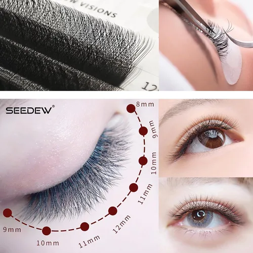 Miniatura 7 de SEEDEW® Extensiones de pestañas en racimo de pestañas 3D W en forma de 0.315-0.591 in, longitud mixta, volumen profesional, suaves y naturales
