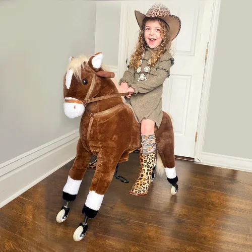 Miniatura 2 de Qaba Caballo caminante para niños con ruedas fáciles de rodar, cuerpo suave y abrazable y un tamaño grande para niños de 5 a 16 años