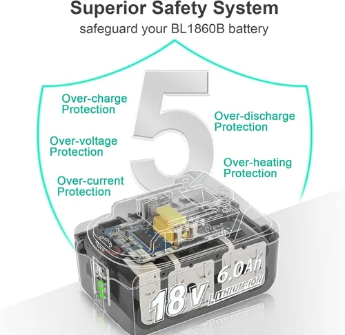 Miniatura 3 de Replcement actualizado de 6.0Ah para batería Makita de 18 V, paquete de 2 con cargador compatible con herramientas eléctricas Makita de 18 voltios
