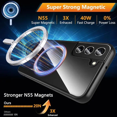 Miniatura 3 de Hensinple Funda Magnética para Samsung Galaxy S22, Funda para Teléfono Galaxy S22 [Compatible con MagSafe], Cubierta Magnética Transparente