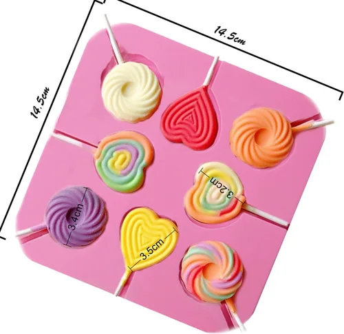 Miniatura 4 de Paquete de 2 moldes de silicona para piruletas de Pascua, 8 moldes de silicona para piruletas de conejito de cavidad, molde de caramelo duro