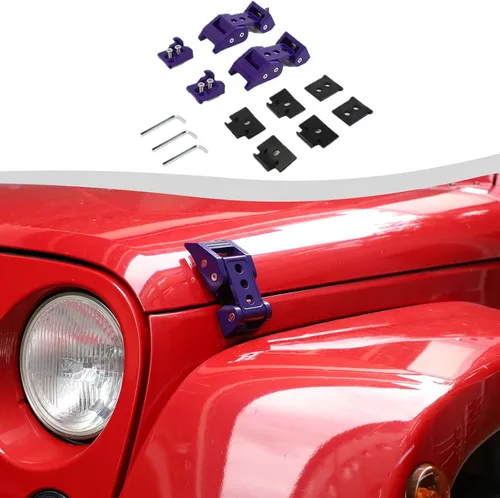 Miniatura 9 de Juego de pestillo de capó de acero inoxidable Compatible con Jeep Wrangler JK JKU 2007-2018/para Jeep Wrangler JL JLU 2018-2025 y Jeep Gladiator JT