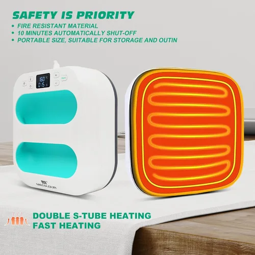 Miniatura 6 de MECOLOUR Máquina de prensa de calor para camisetas, prensa de calor portátil de 9 x 9 pulgadas con alfombrilla de prensa de calor, teflón de PTFE