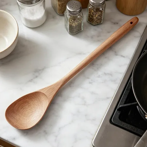 Miniatura 5 de Cuchara grande de madera para cocinar, cuchara grande de madera de 17 pulgadas para olla profunda, cuchara de esquina gigante de madera de acacia