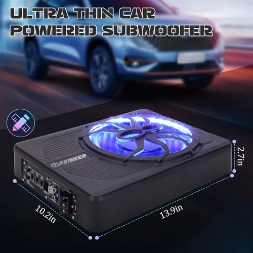 Miniatura 5 de Feikeer Subwoofer de 10" 800W Bajo Asiento para Coche, Subwoofers Bluetooth para Autos con Luz Ambiental Multicolor LED, Audio Portátil Ahorra
