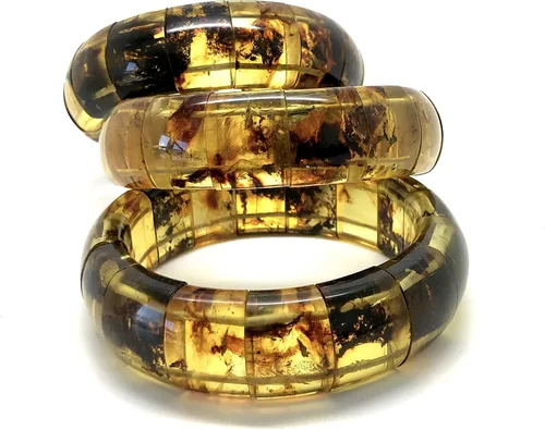 Miniatura 5 de Pulsera única de ámbar báltico natural mixto, talla L