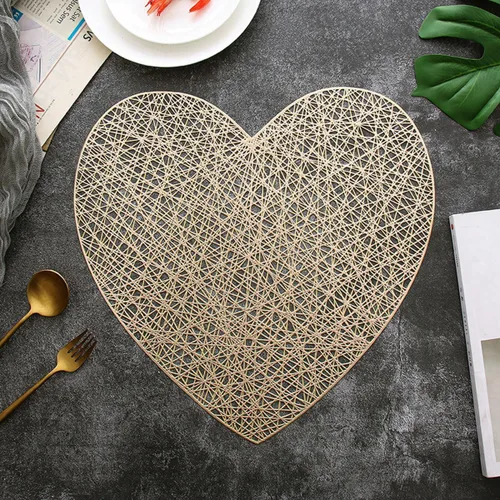 Miniatura 6 de 6 manteles individuales de vinilo metálico de 15 pulgadas con forma de corazón, para el día de San Valentín, Navidad, festival, almuerzo, fiesta