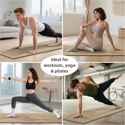 Miniatura 5 de ILILI Tapete de yoga, 72 x 25 x 0.3 pulgadas, antideslizante, tapete de ejercicio de elastómero termoplástico, resistente al desgarro, tapete