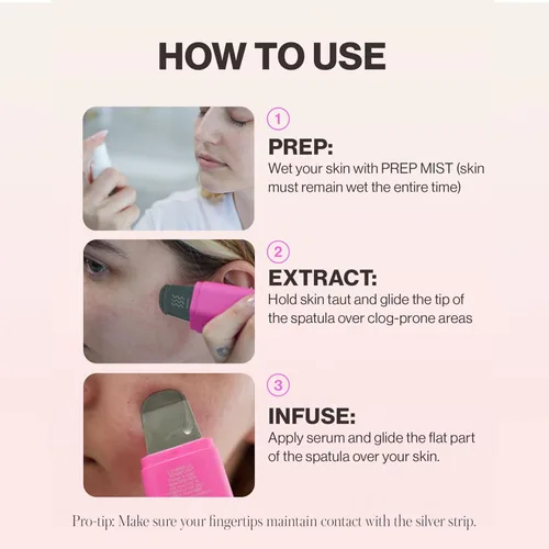 Miniatura 7 de DERMAFLASH DERMAPORE+ Dispositivo de cuidado de la piel, extractor ultrasónico de poros 2 en 1 e infusor para el cuidado de la piel, rubor