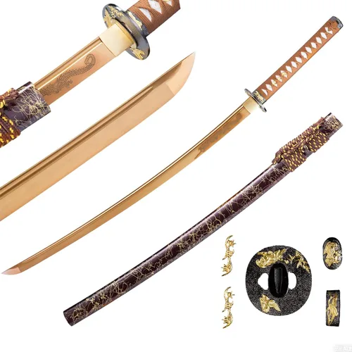 Miniatura 14 de Katana afilada hecha a mano, arcilla tradicional de acero templado 1060/9260/T10, espada Katana real de espiga completa, auténtica espada samurái