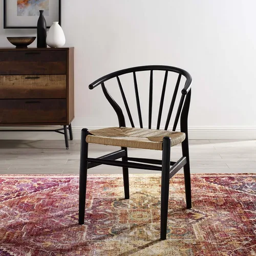 Miniatura 2 de Modway Flourish Mid-Century - Silla de comedor de madera rústica moderna en color negro