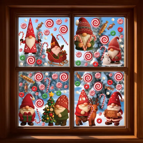 Miniatura 2 de WALPLUS Calcomanías Navideñas para Ventanas Decoraciones de Doble Cara Reutilizables Despegar y Pegar Removibles para Vidrio Sala de Estar Cuarto
