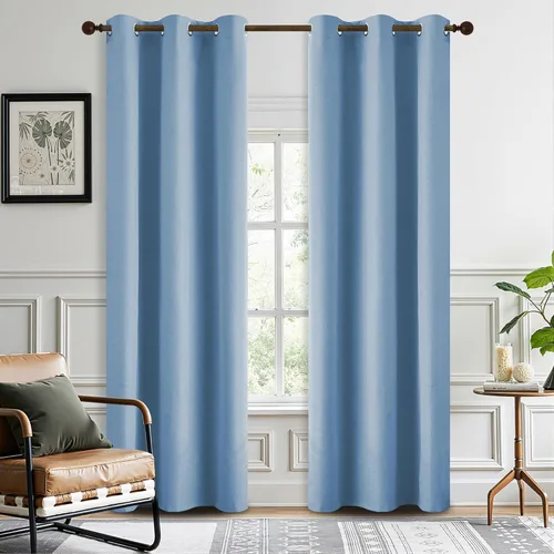 Miniatura 8 de DONREN Cortinas opacas de lino con aislamiento térmico de 52 x 95 pulgadas, cortinas de oscurecimiento de habitación con ojales para dormitorio