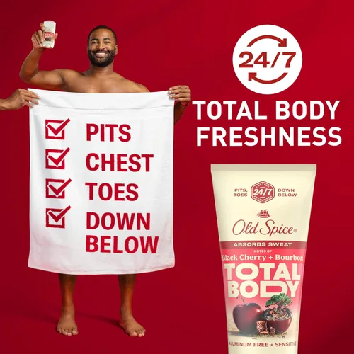 Miniatura 2 de Old Spice Crema desodorante para todo el cuerpo para hombres, sin aluminio, cereza negra + aroma a borbón, protección contra olores 24/7, frescura