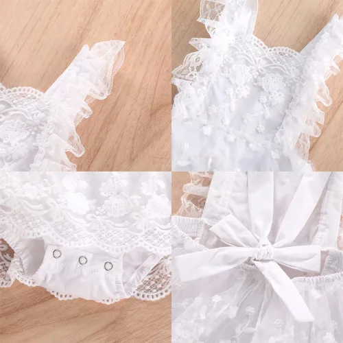 Miniatura 22 de IDOPIP Conjunto de ropa de 1er cumpleaños para niñas con estampado floral, estilo bohemio, con encaje, tutú y diadema de princesa