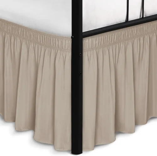 Miniatura 18 de Biscaynebay Faldas de cama envolventes con esquinas divididas para camas Twin/Twin XL de 15 pulgadas de caída, volantes de polvo elásticos Negro