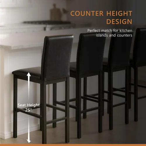 Miniatura 5 de Homelegance Tempe - Silla de comedor (4 unidades), piel sintética, color marrón oscuro