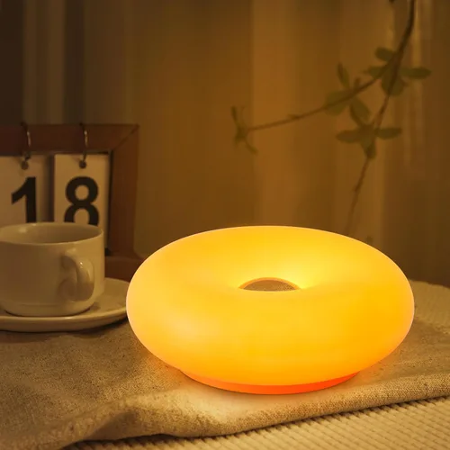 Miniatura 12 de Lámpara de dona blanca de diseño creativo, aplique de pared enchufable o lámpara de mesa Lámpara de ambiente de doble uso, moderna lámpara de pared