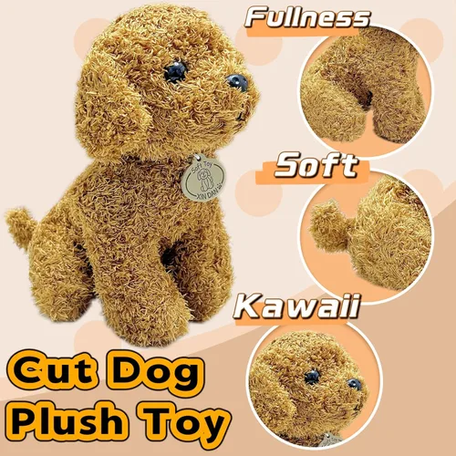 Miniatura 3 de Peluche de perro de peluche marrón, 10 pulgadas, lindos peluches de cachorro para niñas y niños, muñeca de peluche suave, juguetes de peluche