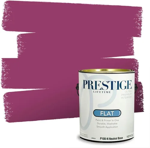 Miniatura 27 de Prestige Paints E100-T-SW6591 Pintura exterior e imprimación en uno, 1 galón, plano, combinación comparable de Sherwin Williams Amaryllis, 1 galón
