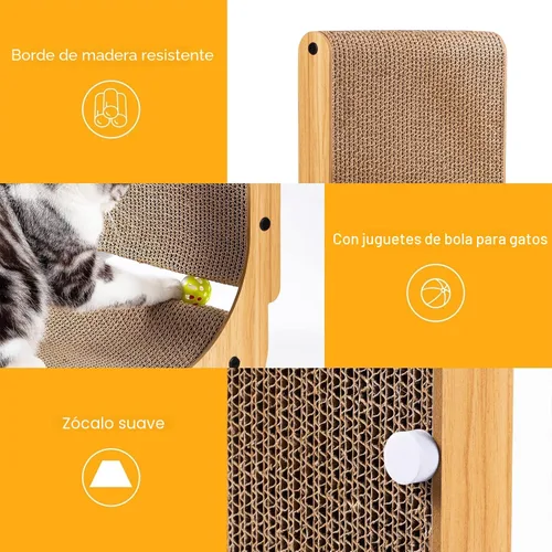 Miniatura 3 de Poils bebe Rascador de gato en forma de L, rascador de gato de 26.8 pulgadas para gatos de interior, protección de muebles, almohadilla de arañazos