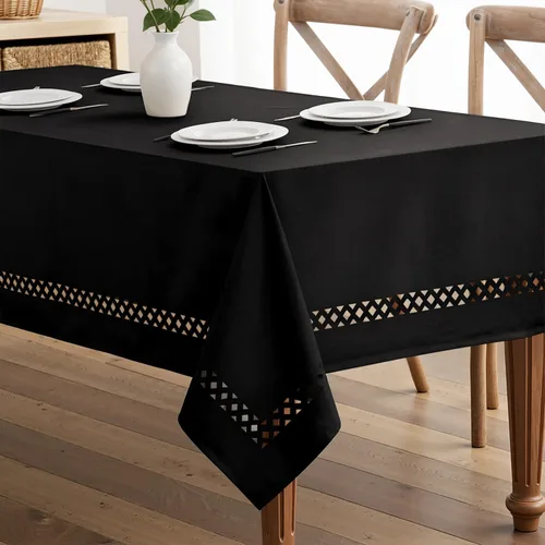 Miniatura 13 de MIULEE Mantel redondo de poliéster de lino beige con recortes decorativos, impermeable, resistente a las manchas y al encogimiento, 60 x 60