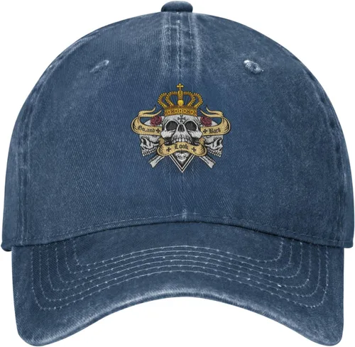Miniatura 2 de Cowboy Hat Trendy Hats for Man and Women Djustable Four Season Outdoor Baseball Cap of Hell Skull with Angel Navy Blue