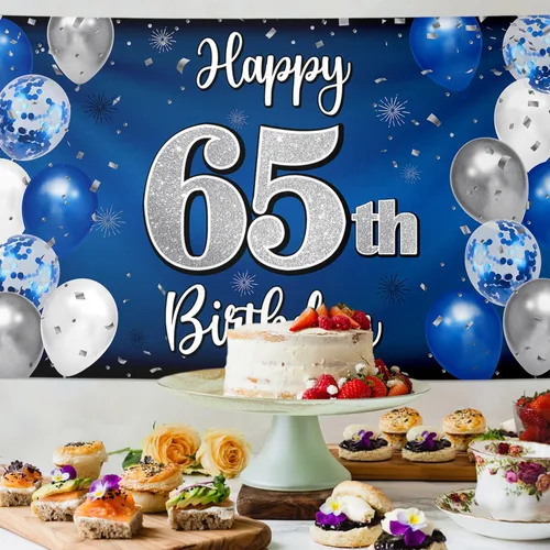 Miniatura 324 de Decoración de feliz cumpleaños 35, globo azul y plateado de 35 años, cartel grande de telón de fondo de cumpleaños, suministros para fiesta de 35th