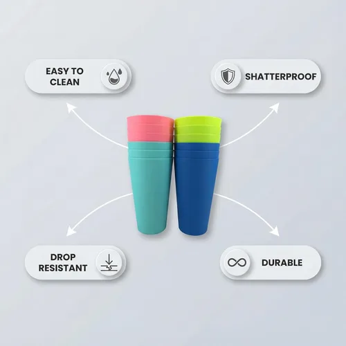 Miniatura 2 de Vasos de plástico de 32 onzas, reutilizables, aptos para lavavajillas, sin BPA, juego de 12 vasos multicolor grandes para beber Colores pastel neón