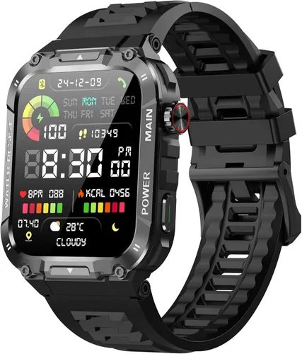 Reloj inteligente militar para hombre con función de llamada, reloj inteligente de fitness para teléfonos Android y iPhone, rastreador de actividad