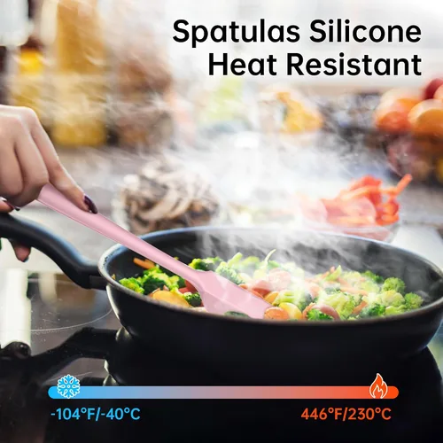 Miniatura 3 de Juego de espátulas de silicona de 5 piezas, resistentes al calor, 446 °F, grado alimenticio, sin BPA, seguras para utensilios antiadherentes, aptas