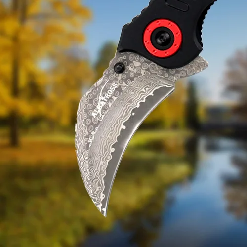 Miniatura 8 de ALBATROSS - Cuchillo de bolsillo plegable de acero Damasco para el Día del Padre, Día de la Madre y regalo de cumpleaños para él, cuchillo de garra