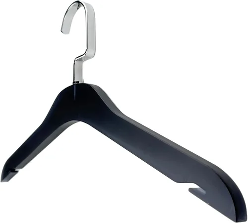 Miniatura 2 de Designstyles - Perchas de acrílico transparente, paquete de 10 organizadores de armario elegantes y resistentes con ganchos de acero cromados, Negro