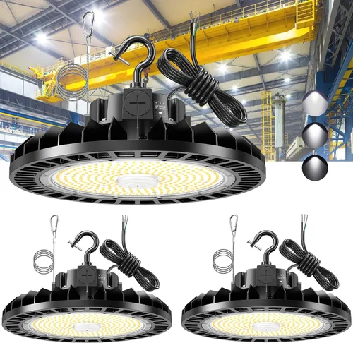 Miniatura 8 de 150W UFO LED alta luz de la bahía 22500LM ETL listado alta bahía LED tienda luces 5000K 0-10V regulable para almacén garaje AC100-277V