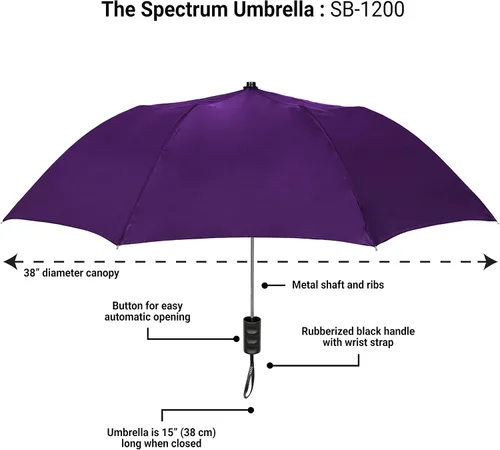 Miniatura 81 de STROMBERGBRAND UMBRELLAS The Spectrum Popular Style - Paraguas de viaje compacto de 42 pulgadas para lluvia, viento y sol, resistente y ligero