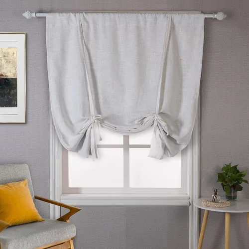 Miniatura 12 de DriftAway - Cortinas de Lino con Doble Capa, Blackout, de Atar, con Aislaje Térmico, Totalmente Forradas, Estilo Globo Romano, para Baño, con Lino
