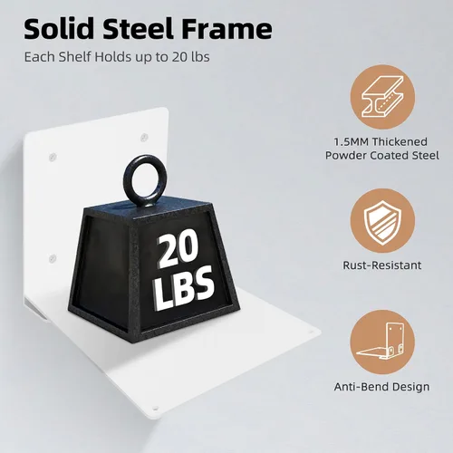 Miniatura 4 de STORAGE MANIAC Estantes flotantes para colgar en la pared, estantes flotantes invisibles de acero resistente, estantes colgantes para dormitorio