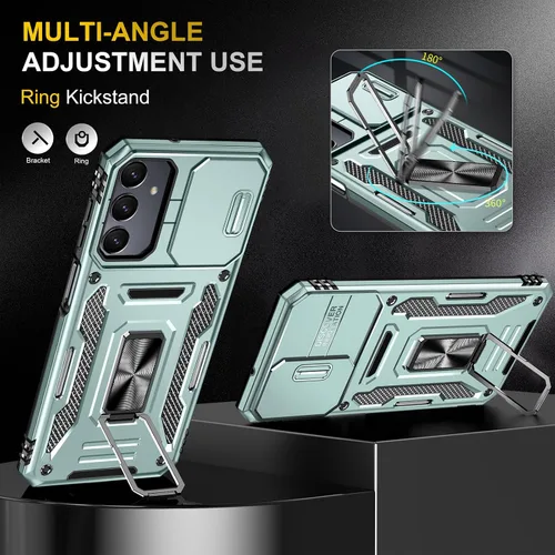 Miniatura 3 de Para Samsung Galaxy A16 5G Funda con Protector de Pantalla y con Cubierta de Cámara, Soporte Giratório de 360° Grado Militar (Resistente) Protector