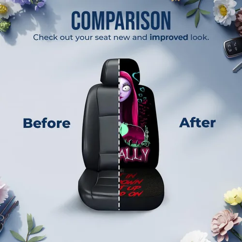 Miniatura 8 de GENANY Horror Nightmare Skellington - 2 fundas de asiento delantero para automóvil, camión, SUV, regalos de Navidad, funda de asiento de cubo