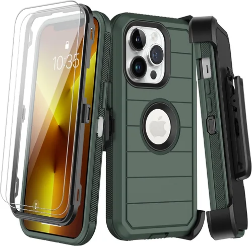 Miniatura 18 de KECAI Funda para iPhone 13 Mini con Protector de Pantalla Integrado, Funda con Clip para Cinturón, Resistente de Servicio Pesado a Prueba de Golpes