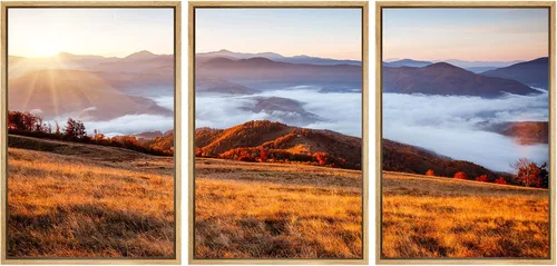 Miniatura 44 de SIGNWIN Lienzo enmarcado para pared, juego de arte nublado de tormenta, cielo, bosque otoñal, árboles, rústico, naturaleza, fotografía, realismo