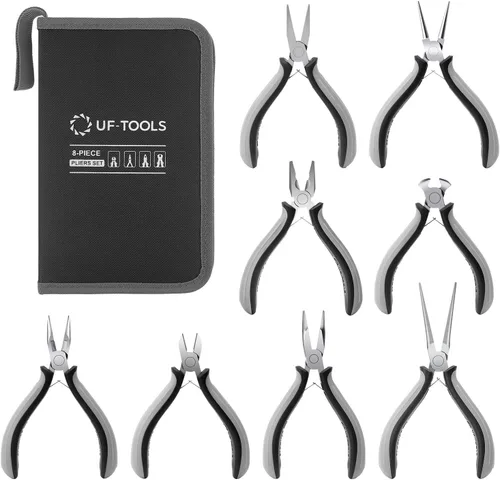 Miniatura 11 de SOONAN 5 Piezas Alicates Mini, Juego de Herramientas Duraderas Cortadores de Cables – Punta de Aguja Larga, Nariz Larga, Alicate de Punta Curvada