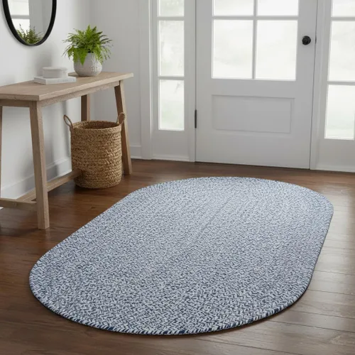 Miniatura 34 de Super Area Rugs Farmhouse - Alfombra trenzada de algodón reversible para cocina, gris y blanco, 4 x 6 pies, ovalada