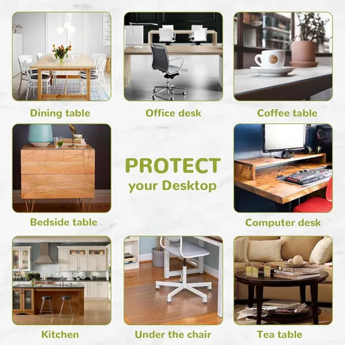 Miniatura 6 de Protector de mesa transparente de 36 x 60 pulgadas, protector de mesa transparente para comedor, protector de mesa de plástico de 1.5mm, almohadilla