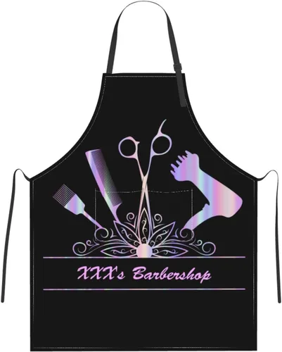 Miniatura 9 de Delantal de barbería personalizado para hombres y mujeres, delantal de texto personalizado con bolsillos, delantal ajustable personalizado