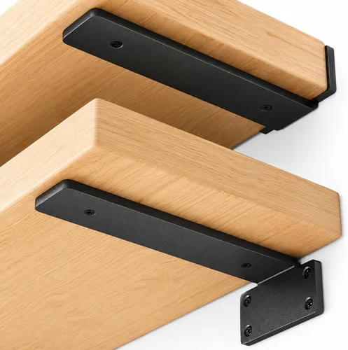 Miniatura 18 de Paquete de 4 soportes flotantes para estantes de 4 pulgadas, soportes ocultos en L resistentes, soportes de estante industriales rústicos