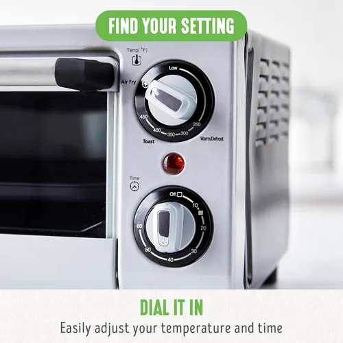 Miniatura 7 de GreenLife Horno tostador de sobremesa con freidora de aire de acero inoxidable, cerámica antiadherente saludable, libre de PFAS, bandeja y cesta